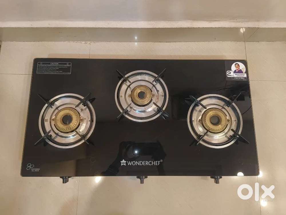 Wonderchef 3-Burner Gas Stove – Good Condition – 2 Small + 1 Medium