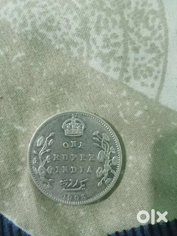 1905 silver king edward one rupee silver coin in very fine condition