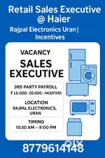 Retail Sales Executive – Haier India Ltd @ Rajpal Electronics, Uran