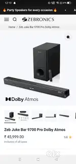 Zebronics Zeb-Juke Bar 9700 Pro Dolby Atmos 450 Watts