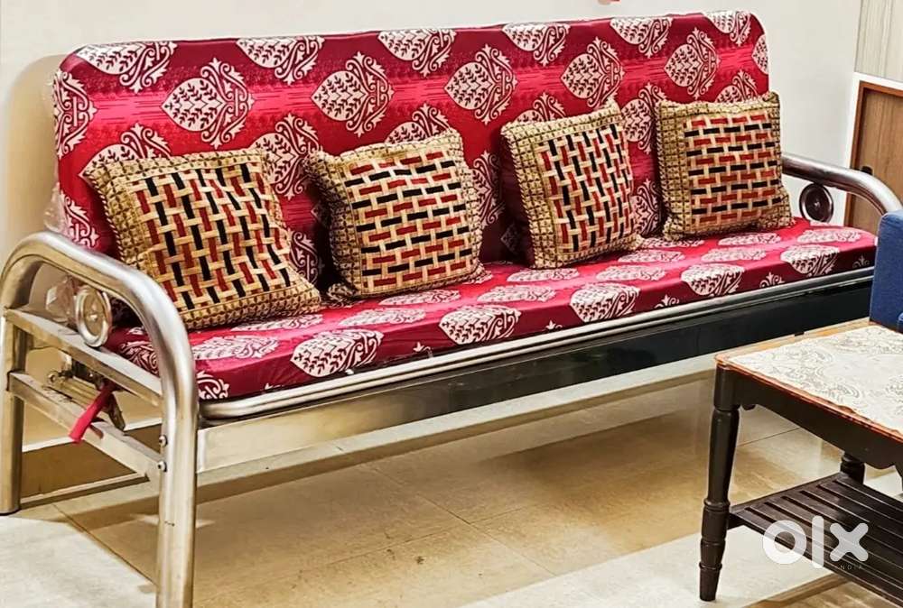 Rot iron sofa & sofa cum bed with center table & dining table 4 seater