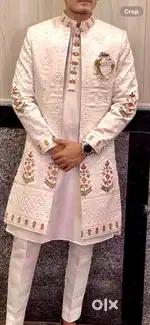 White sherwani achkan