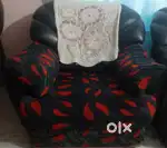 Leather fabric sofa 1+1 in good condition