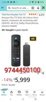 Amazon 4k dolby atom's fire stick only one month used