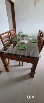 4 Seater Teak wood with glass top