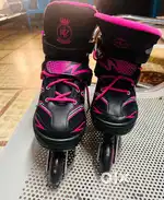 ROLZOR Adjustable Inline Skates Shoe – Stylish Black & Pink (Like New)