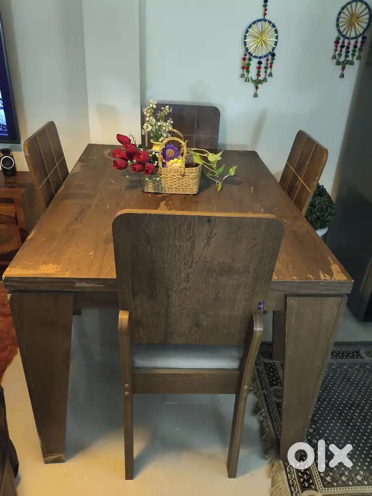 Four seater dinning table and big mirror