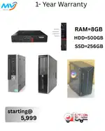 Ram - 8GB DDR3  Hard Disk - 500GB  Starting @ 8,999  1 -Year Replacem