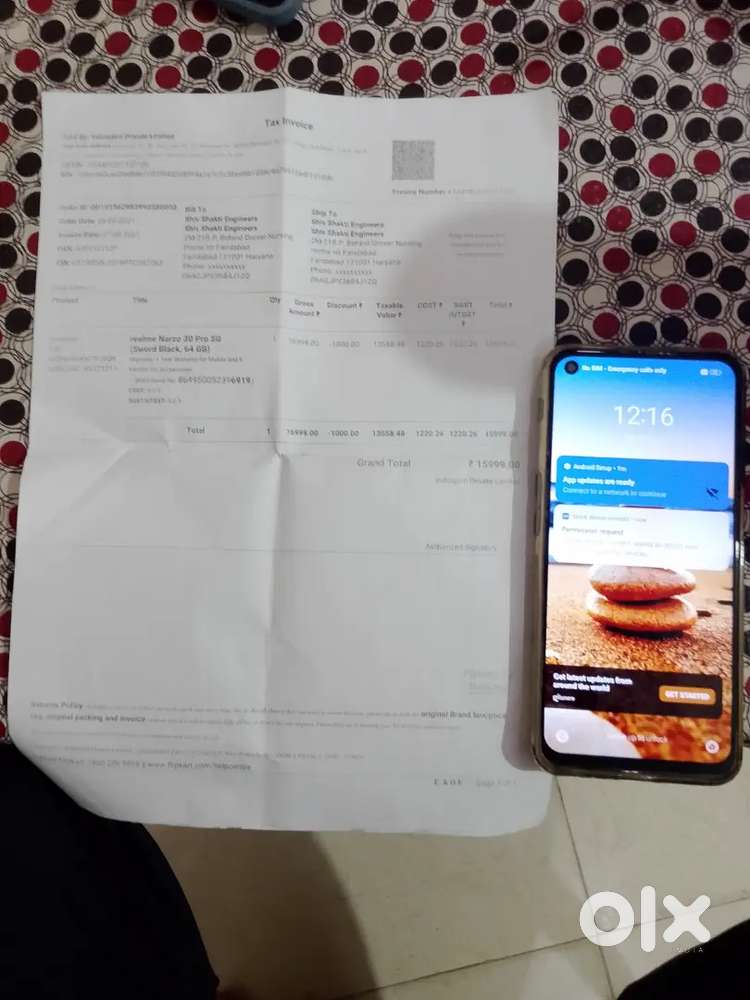 Realme Narzo30 in good running condition with bill