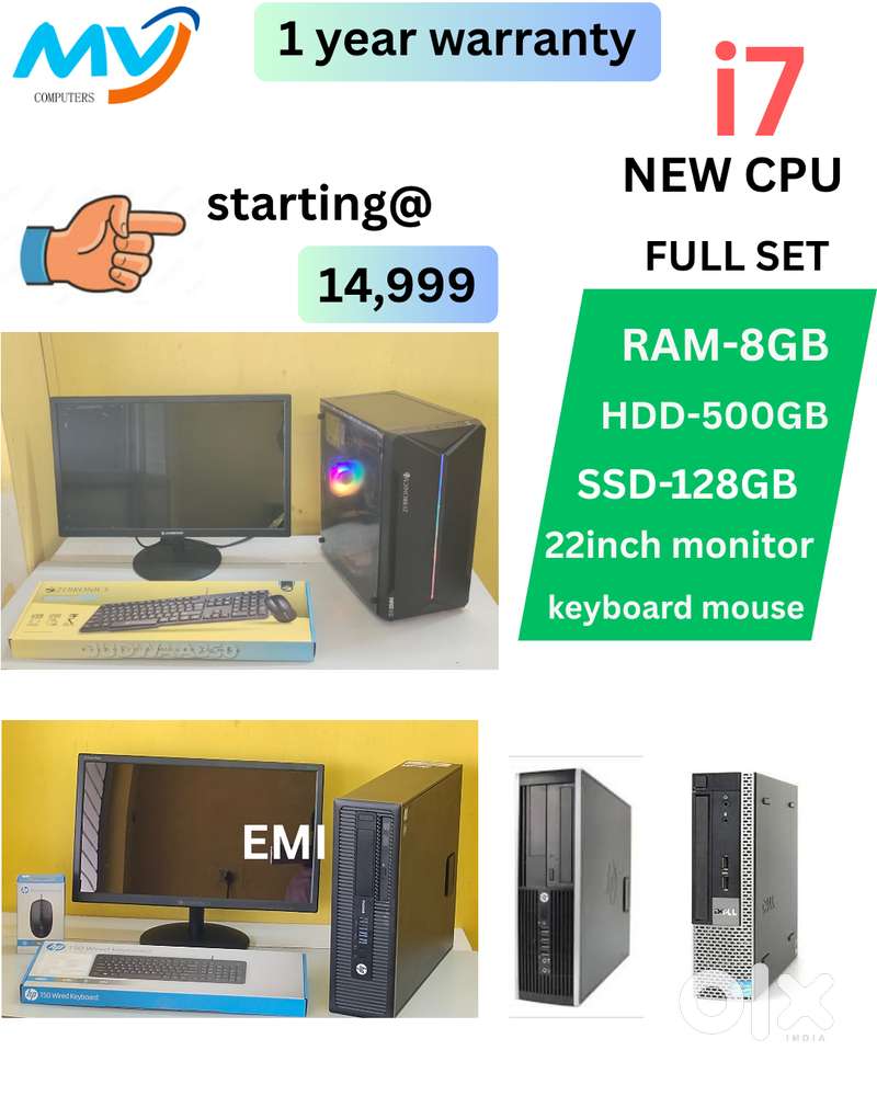 Cash on home delivery  Desktop Laptop CPU Full Set i3-i5-i7 Available