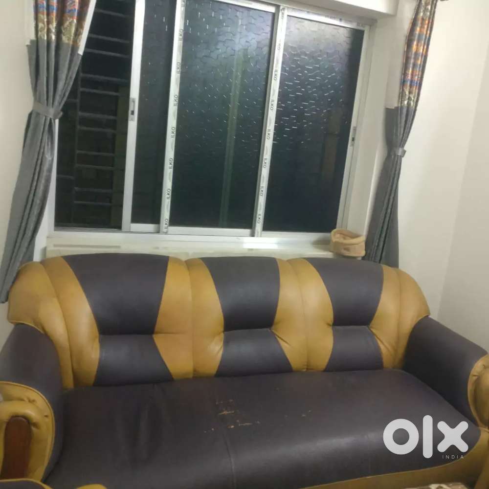 2+ years old sofa set with segun wood base and leather seat