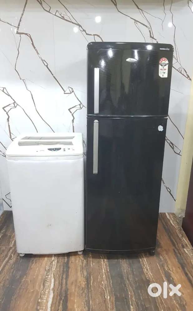 Whirlpool double door refrigerator and Godrej top load washing machine