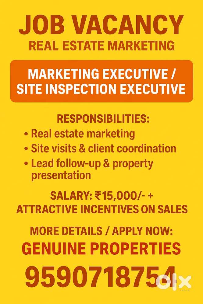 Job vacancy in real estate marketing and site inspection