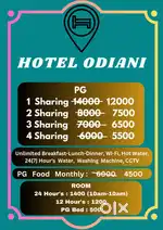 Hotel Odiani & PG (1,2,3 & 4 Sharing) With North & South Style Food