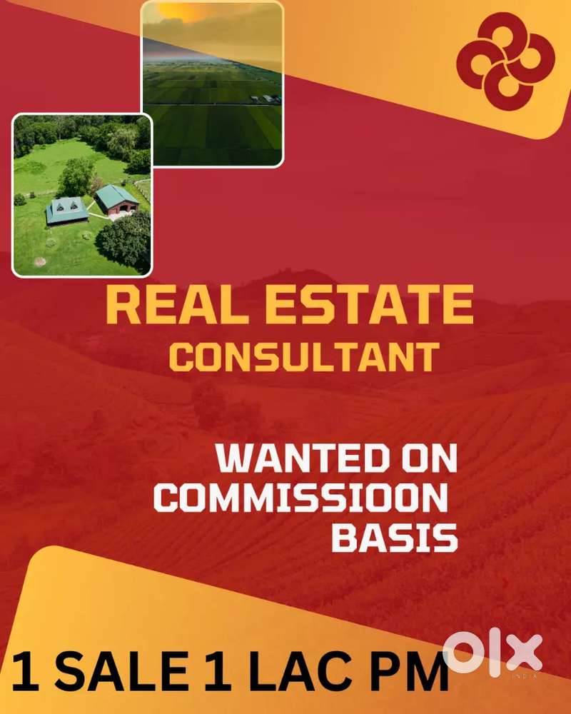 Real Estate Consultant Wanted  Commission Basis 1 Sale1 lac per month