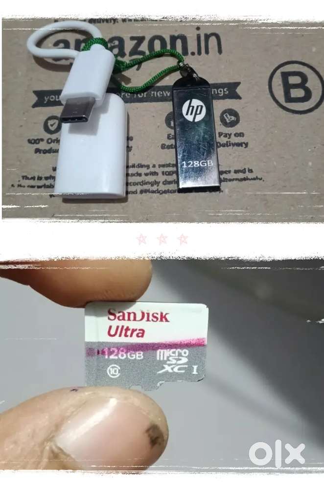 HP Pendrive with OTG and SanDisk SD Card (Original).