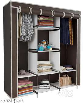 Collapsible Wardrobe Almirah 8 Racks, 3 Door Foldable,Multiple Colour