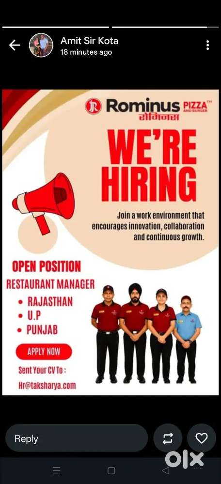 We hiring team member & shift manger