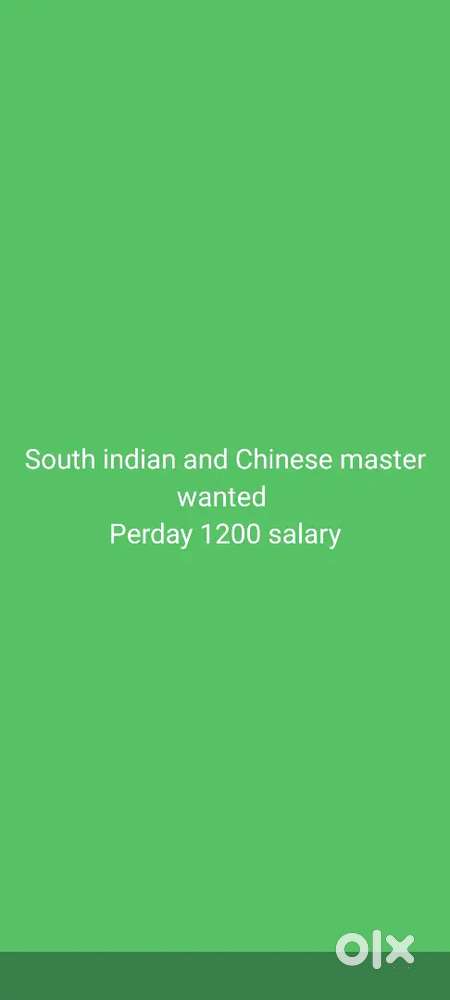 South Indian and Chinese master wanted