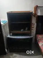 T v  table with storage shelf