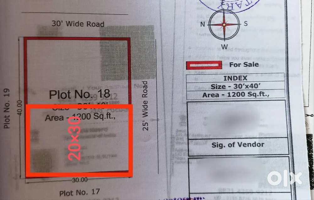Plot for sale plot size 20×30 plot No.18/2