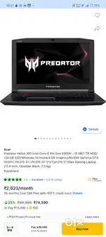 Acer
Predator Helios 300 Intel Core i5 8th Gen