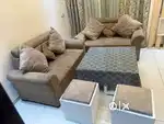 Luxury sofa and center table with 2 puffy