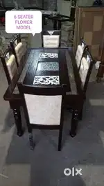 6 seater dining table tik wool flower model available  Starf Furniture
