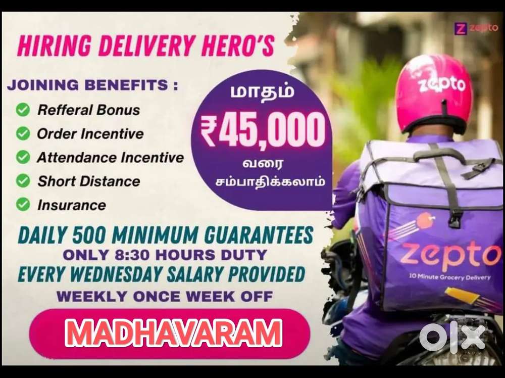 ZEPTO - MADHAVARAM MATHUR DELIVERING GROCERY VEGAN & ELECTRONICS