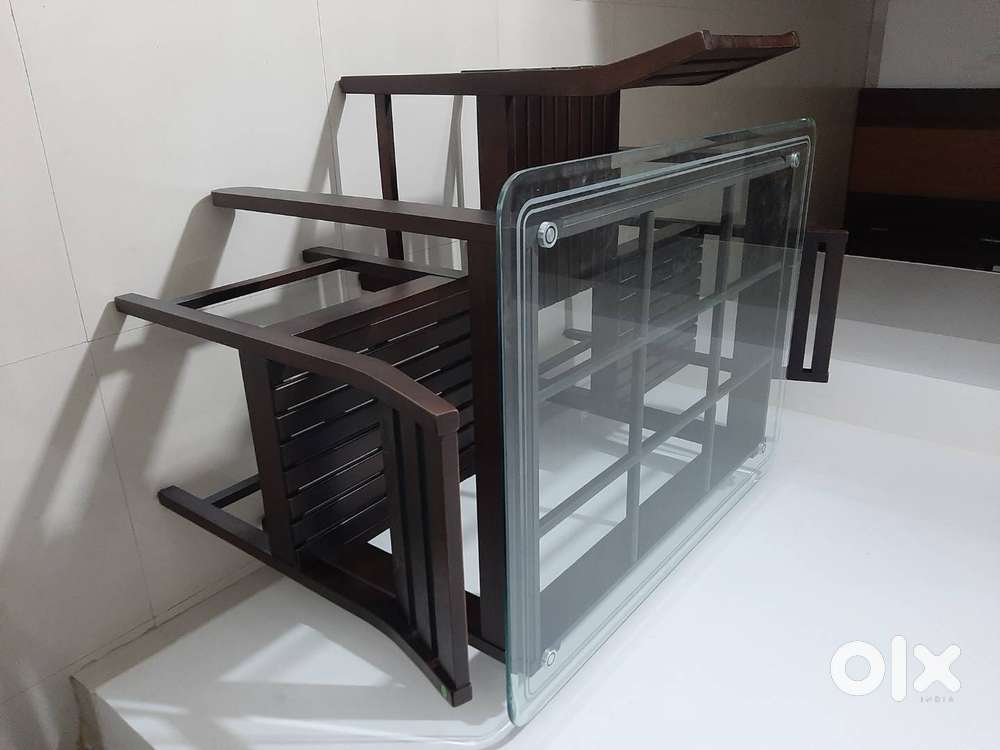 Dinning Table with 4 chairs with Tuffen Glass and Hanging Zula