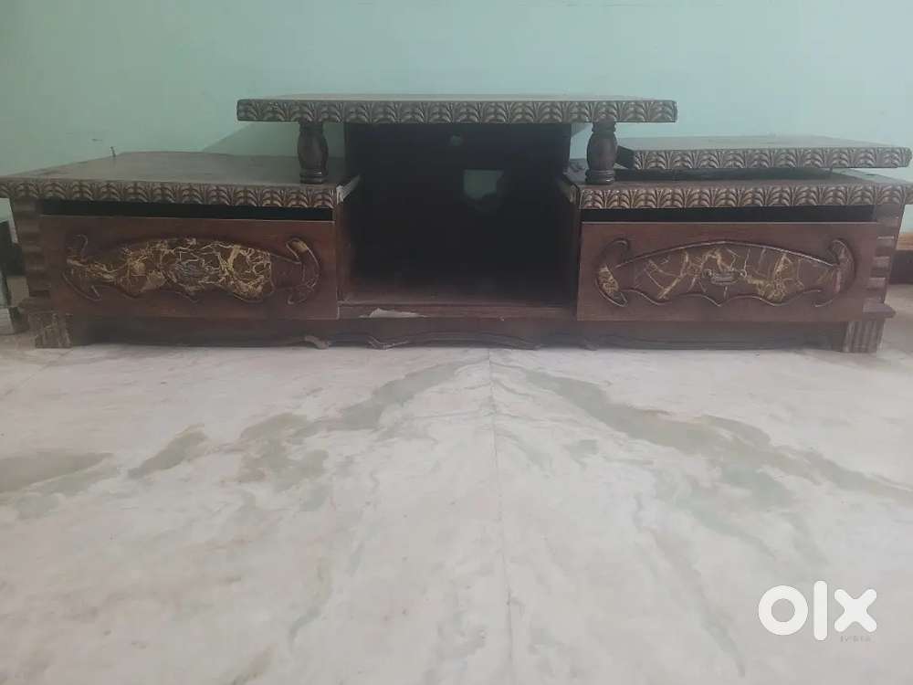 Wooden Low-Rise TV Stand + Spacious Computer Table – Combo Sale