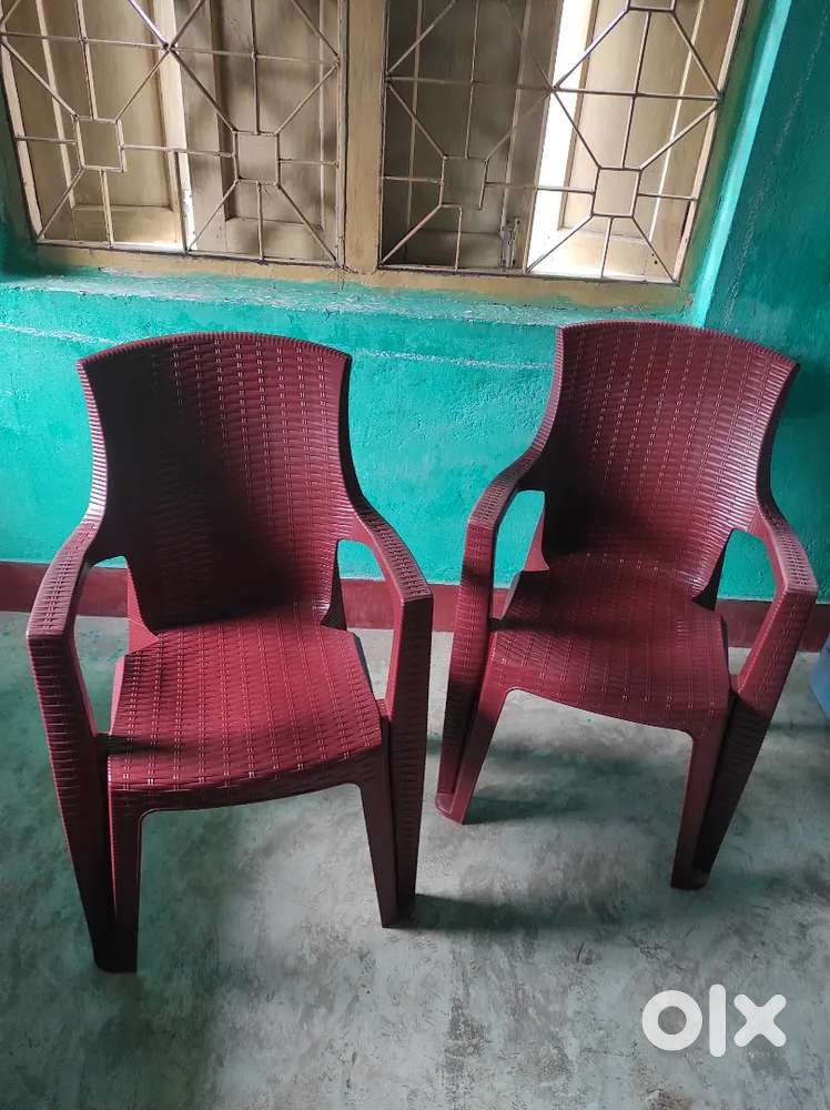 Two chairs...2 years old. Very durable.Plastic chair but very hardy