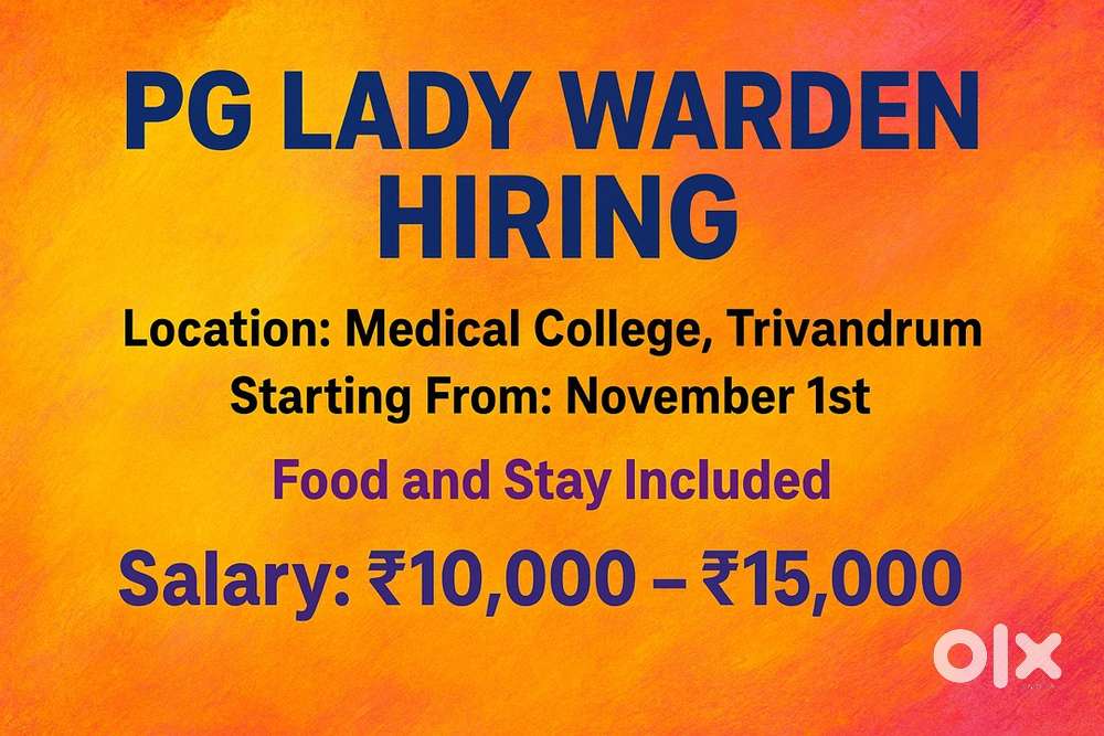 Hiring lady pg warden from nov 1st