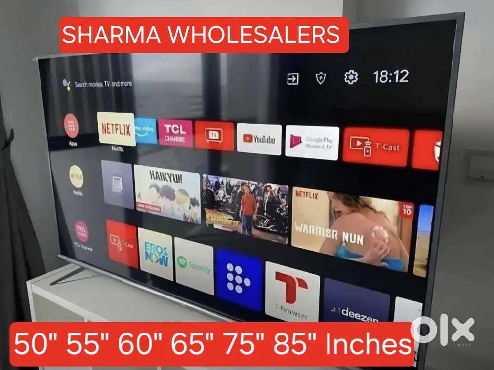 55 65 smart Android Frame less LED TV WITH
VOICE REMOTE CONTROL IPS.