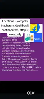 3 wheeler driver cum delivery boy in Nacharam