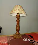 Walnut Wood Vintage Table Lamp with Brass fittings and modern shades.