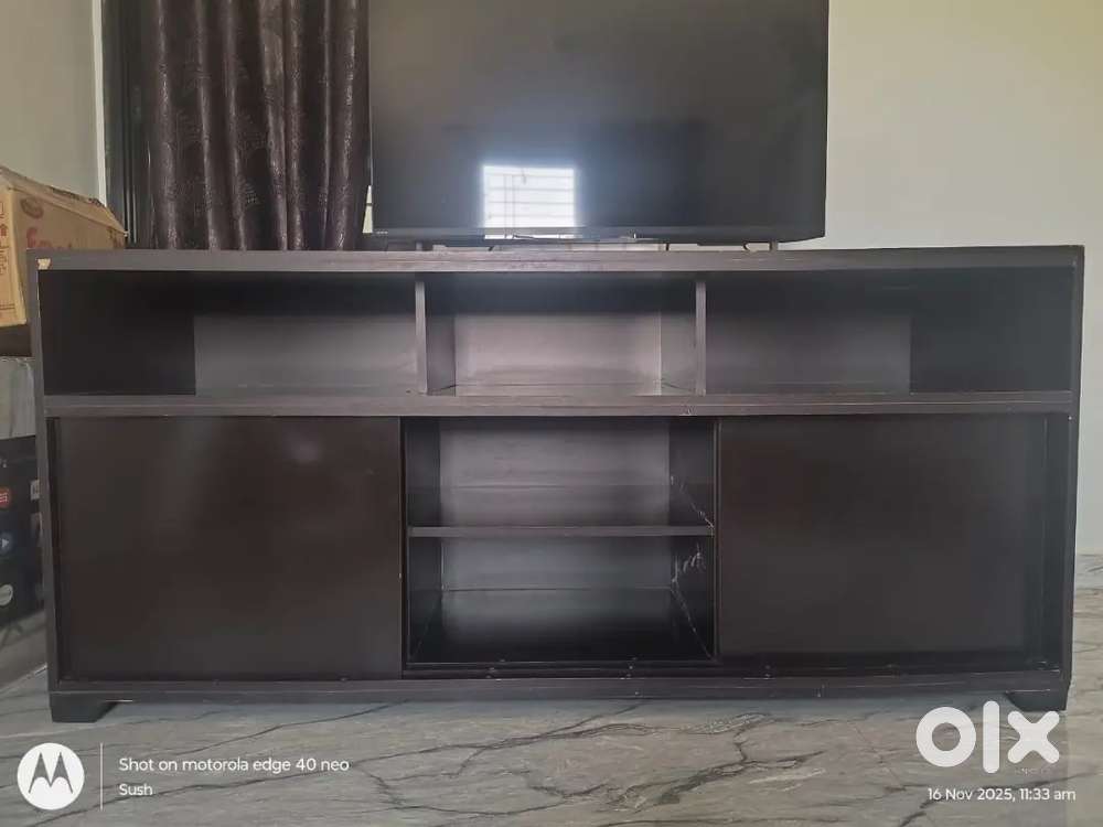Tv Table Good Condition and almirah black finish