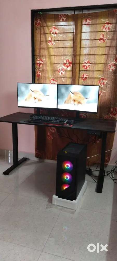 Computer,CPU,monitor with accessories, electric height adjustable desk