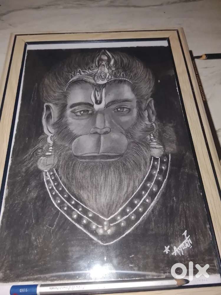 Drawing sketch of Hanuman ji pencil shading