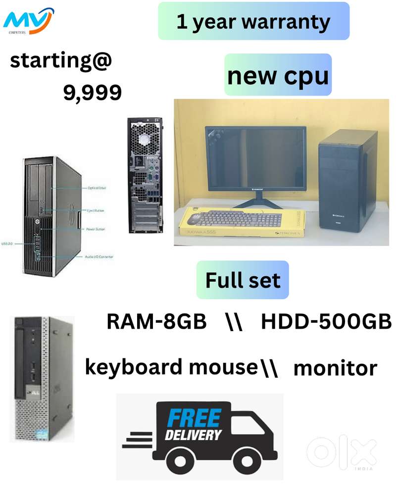 full Set @ Low Price  CPU - Branded Intel  Ram - 8GB DDR3  Hard Disk -