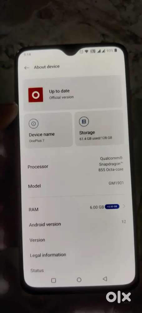 One plus 7(6+2/128)Brand New Condition back crack