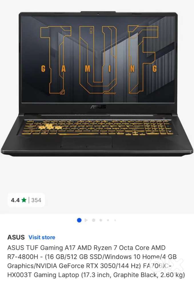 ASUS Gaming A17 AMD Ryzen 7 Octa Core AMD R7-4800H - (16 GB/512/4 GB