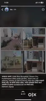 2BHK row bunglow with side yards garden