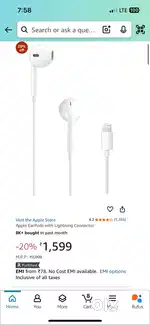 Apple Wired Hearphones with Lightning Cable