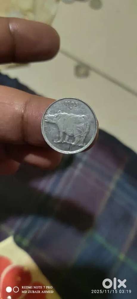 1993 Hyderabad mint 25 Paisa coin ganda chap