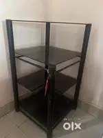 Glass black corner table