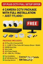 Cp Plus CCTV 4 camera setup with installation and get a Free Monitor