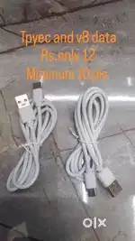 Tpye c and v8 data cable 6amp fast charging only whole sale rice
