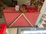 Glass table , glass jars and wooden table