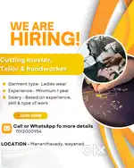 Cutting master, tailor & handworker